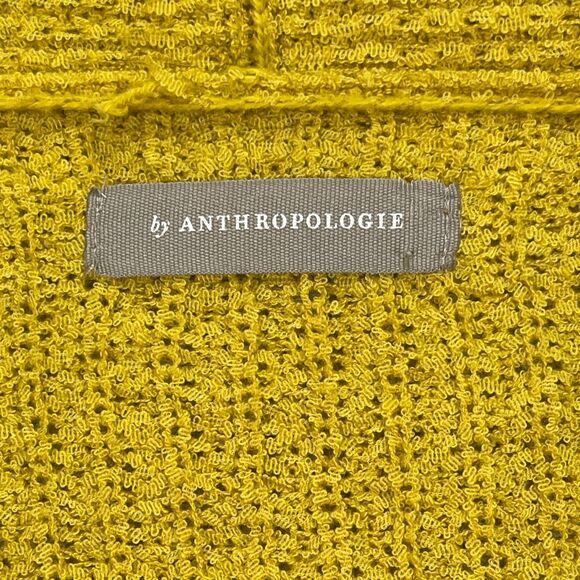 Anthropologie Cardigan Sweater Women Mustard Yellow Tight Knit Open Front Winter - Picture 6 of 11